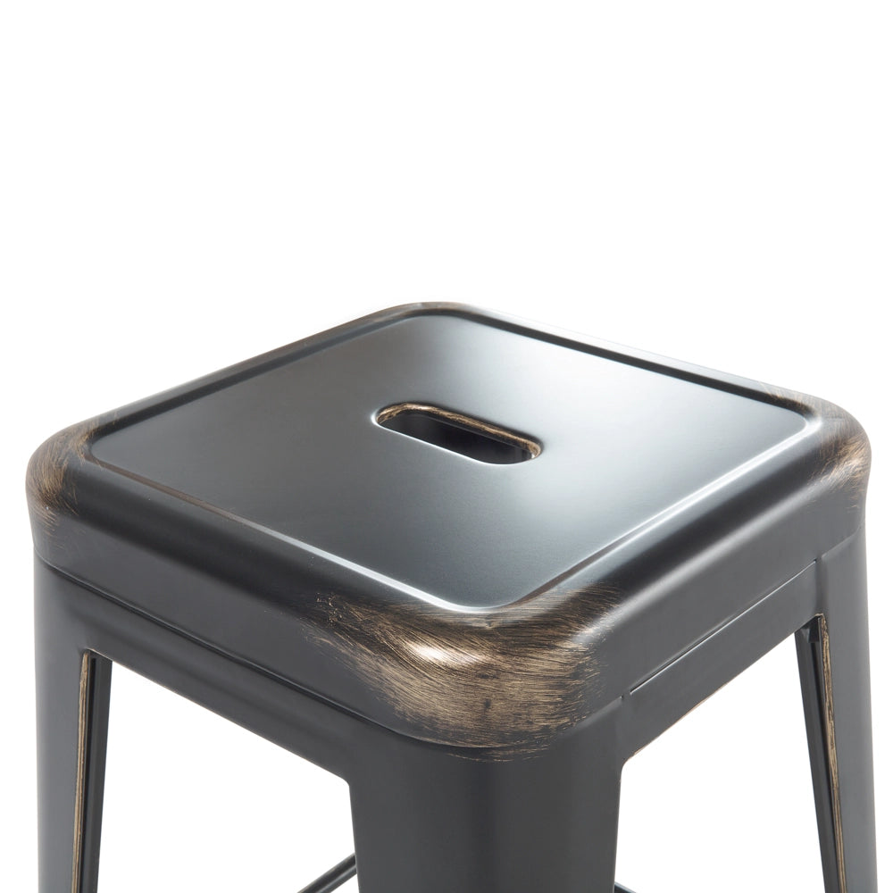 Set di 2 Sgabelli da Bar Nero con Acciaio dorato 76 cm Impilabile Altezza Bancone Industriale