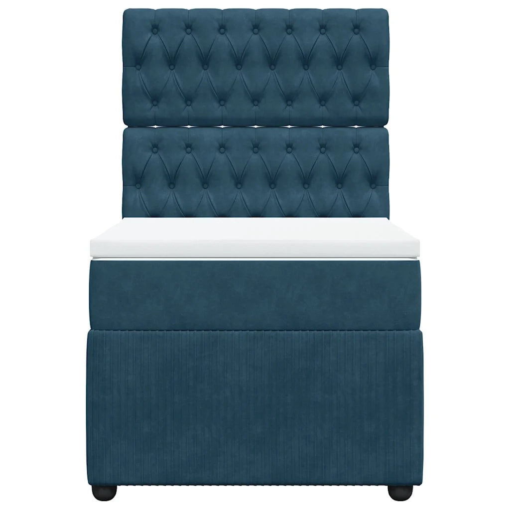 Giroletto a Molle con Materasso Blu Scuro 90x200 cm in Velluto 3292248