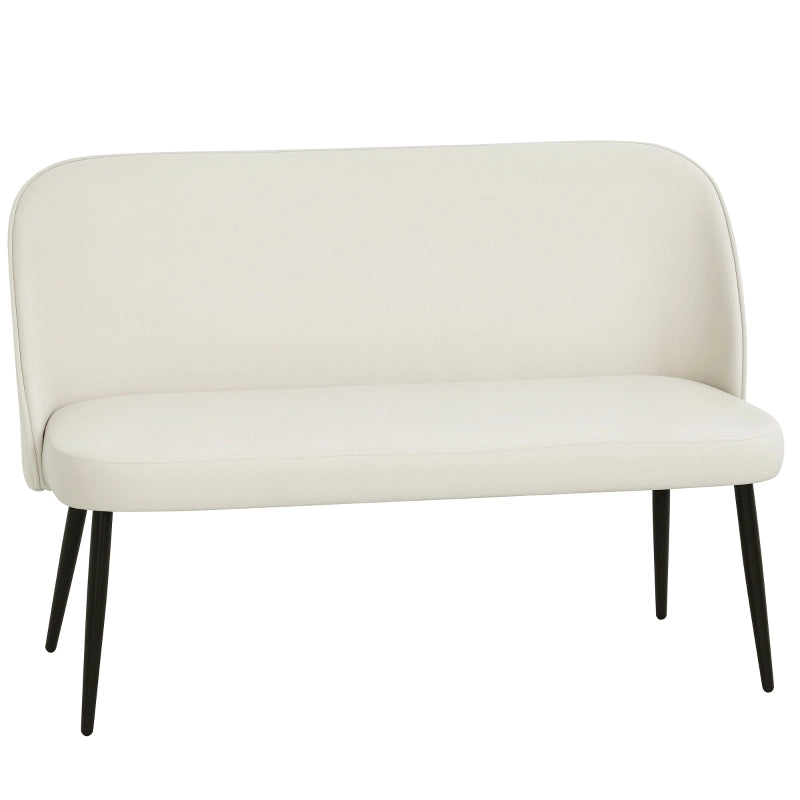 Divano dritto a 2 posti con schienale curvo; schiuma ad alta elasticitÃ  e piedini regolabili; metallo; beige 127 Ã— 63 Ã— 84;5 cm