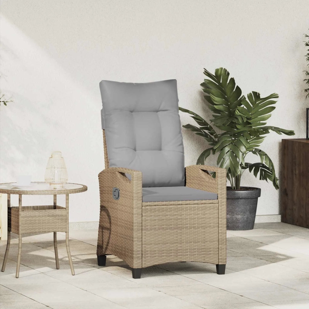 Sedia da giardino reclinabile Beige e Grigio Chiaro polyrattan