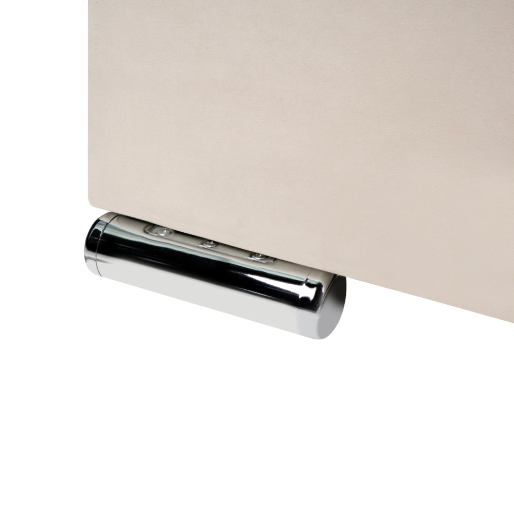 Letto con rete in velluto bottonato, elegante, bianco sporco, 180 x 200 cm