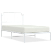 Letto singolo | Letto per adulti | Giroletto con Testiera Metallo Bianco 100x200 cm