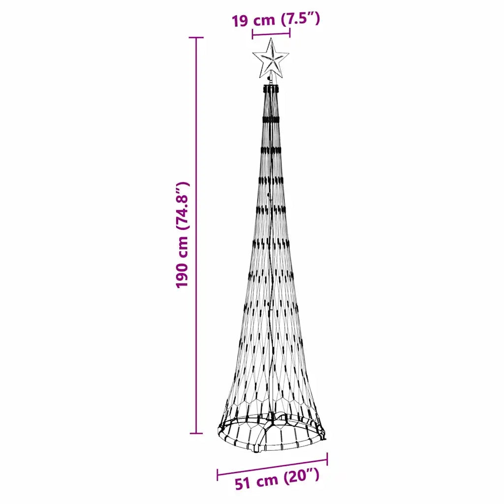 Albero di Natale LED-Luci decorative natalizie con 230 LED Blu 51 x 51 x 190 cm Metallo