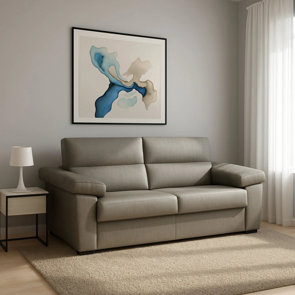Fisciano, Divano Letto 2 Posti Sfoderabile Made in Italy, 205x95 cm Grigio Tortora