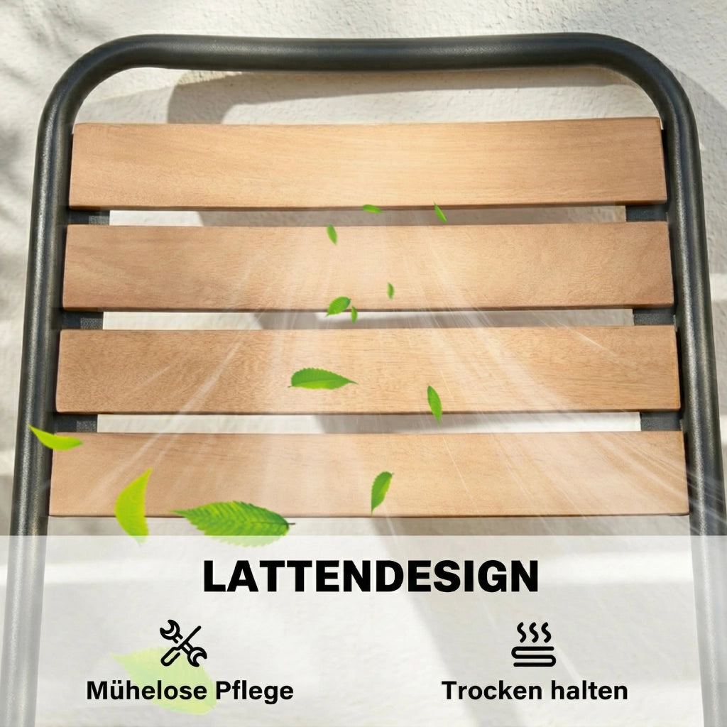 Sedia da giardino 2 pezzi in acciaio e legno impilabile ¨C zephmum ¨C Naturale