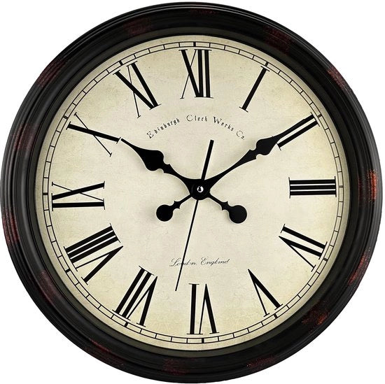 Orologio da Parete Classico in Stile Romano, non Elettrico, Grande, con Quadrante Vittoriano da 40 cm, Funziona con Batterie, Facile da Leggere per Ambiente di Casa, Cucina e Salotto.
