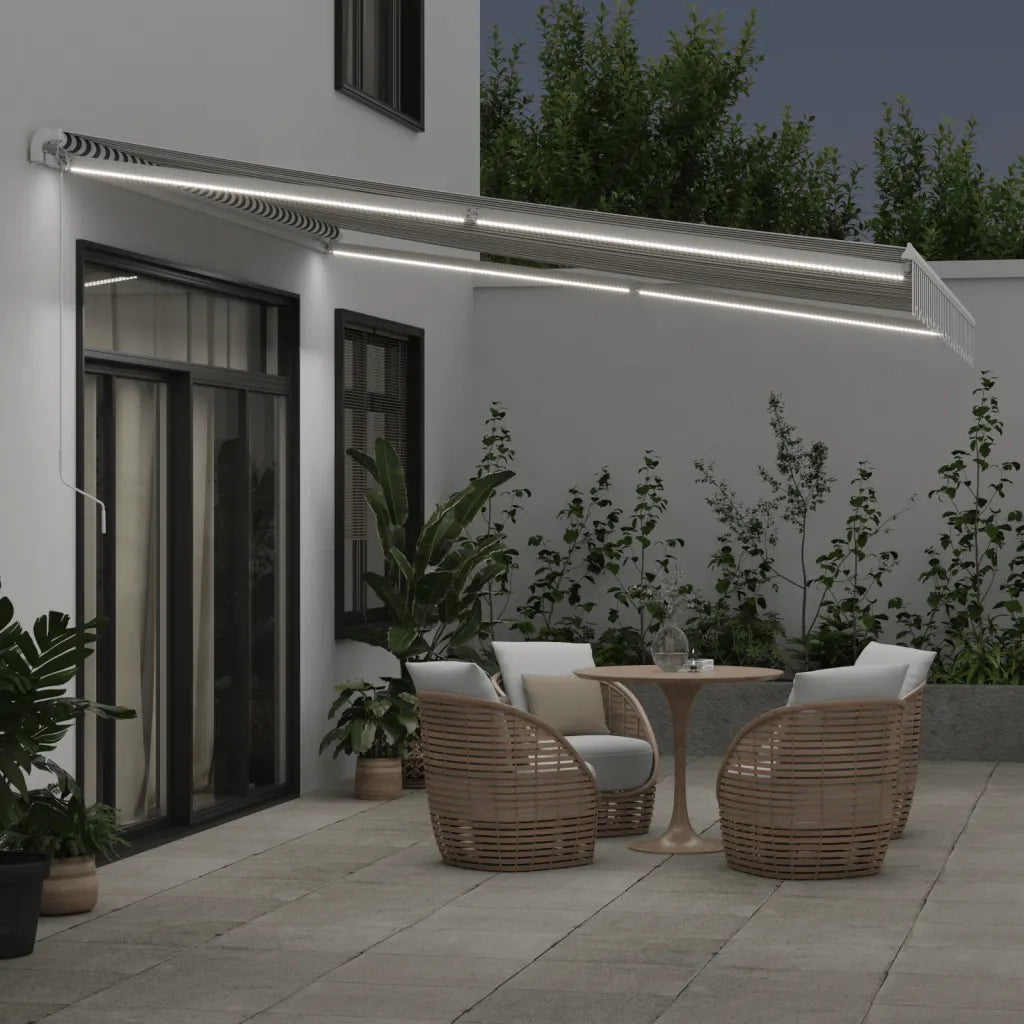 Tenda Retrattile Manuale con LED Antracite e Bianco 400x350 cm 3215793
