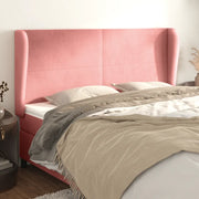Testiera ad Orecchio-Testata con Orecchie Rosa 183x23x118/128 cm in Velluto 345424
