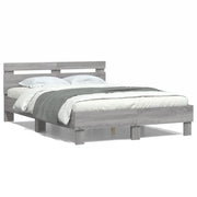 Letto matrimoniale | Letto per adulti | Giroletto Testiera Grigio Sonoma 135x190 cm Legno Multistrato