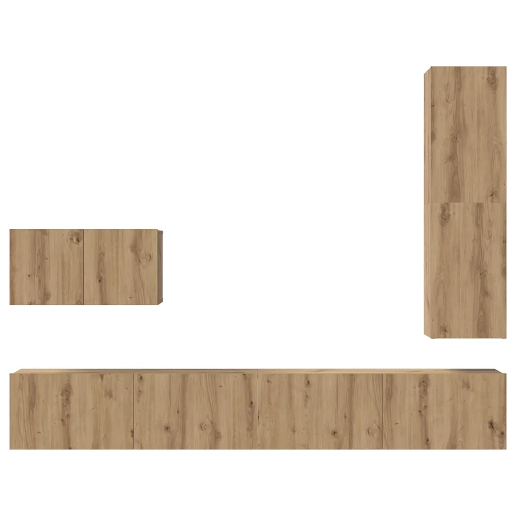 Set mobile TV 4 pcs Rovere artigianale Legno multistrato 3393329