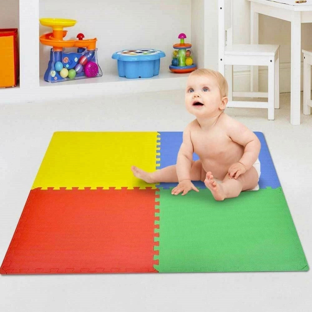 Trade Shop - Tappetino Tappeto Puzzle Maxi Colorati Gioco Bambino Set 4pz 60x60cm Gomma Eva -