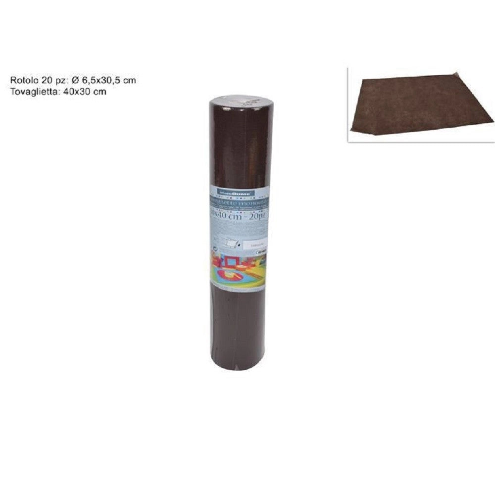 Trade Shop - Set 20 Pezzi Tovagliette Tovaglie A Strappo Runner Tnt Rullo 30 X 40 Cm Marrone -