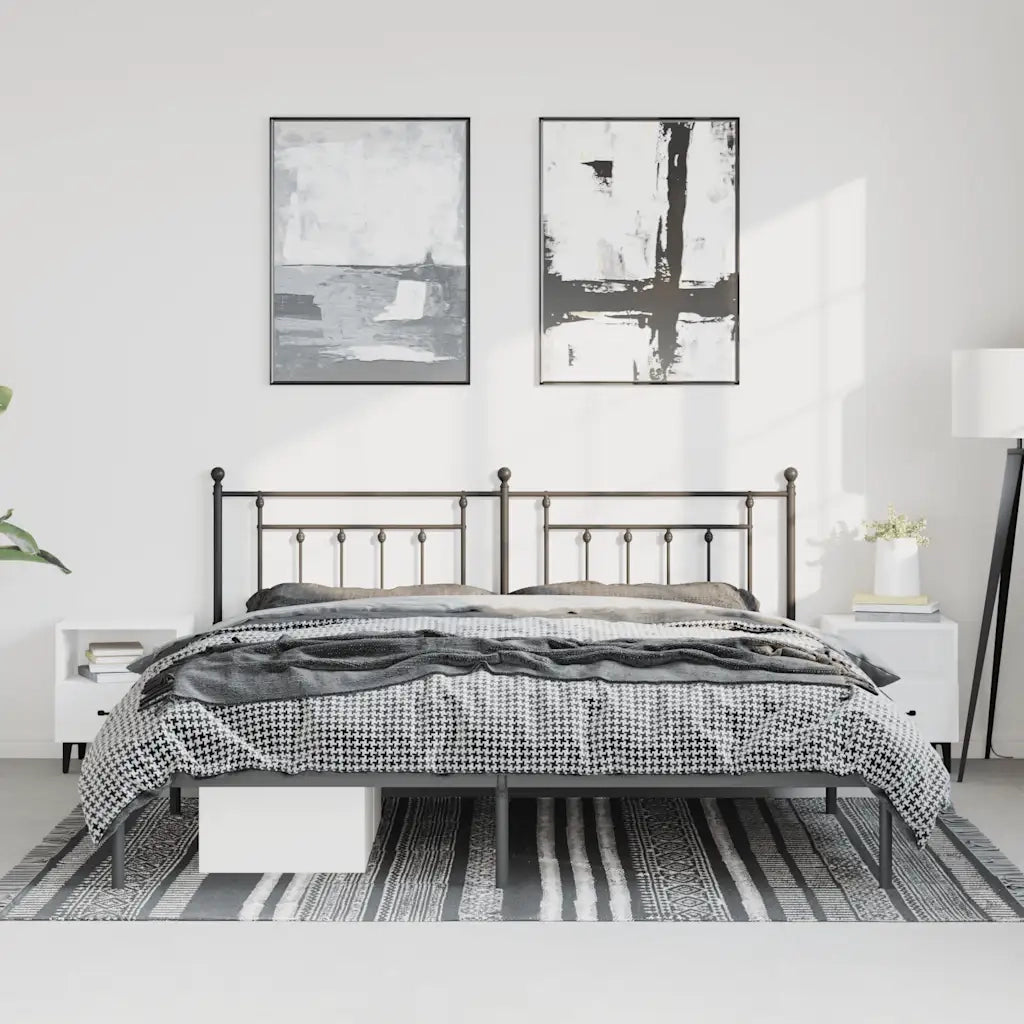 Giroletto con Testiera in Metallo Nero 193x203 cm 353543