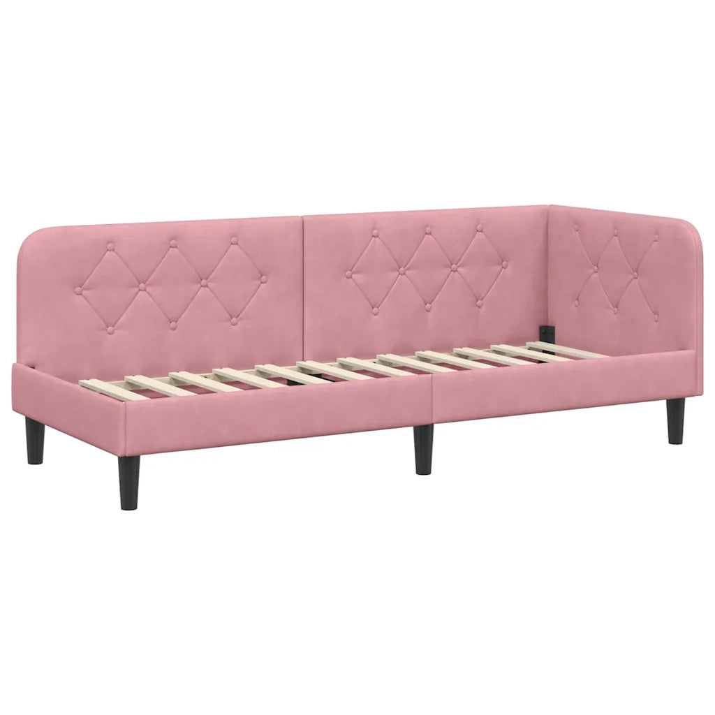 Letto singolo | Letto per adulti | Cornice del letto ad angolo Rosa 80 x 200 cm Velluto