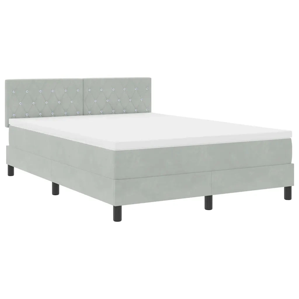 Letto a Sorgente LED con led Grigio chiaro 160 x 200 cm Velluto