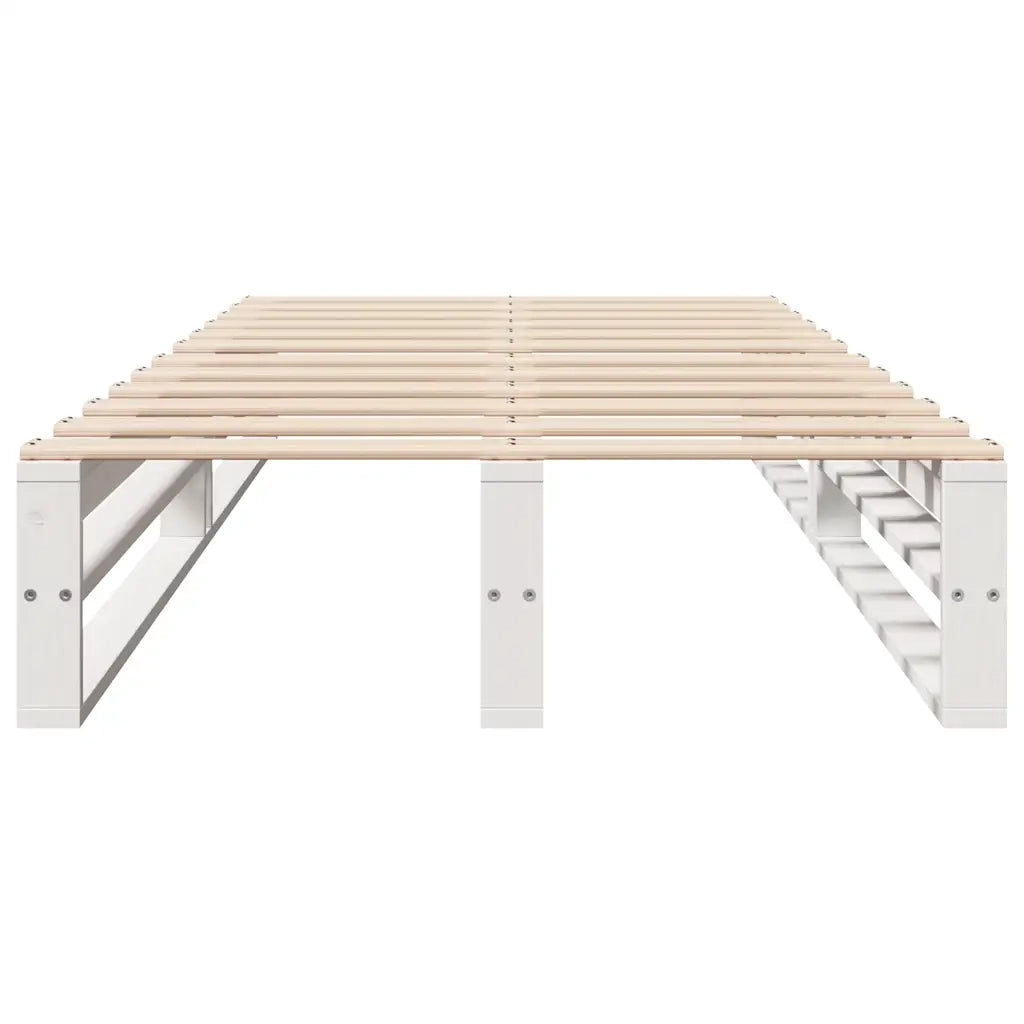 Letto senza Materasso Bianco 75x190 in Legno Massello di Pino