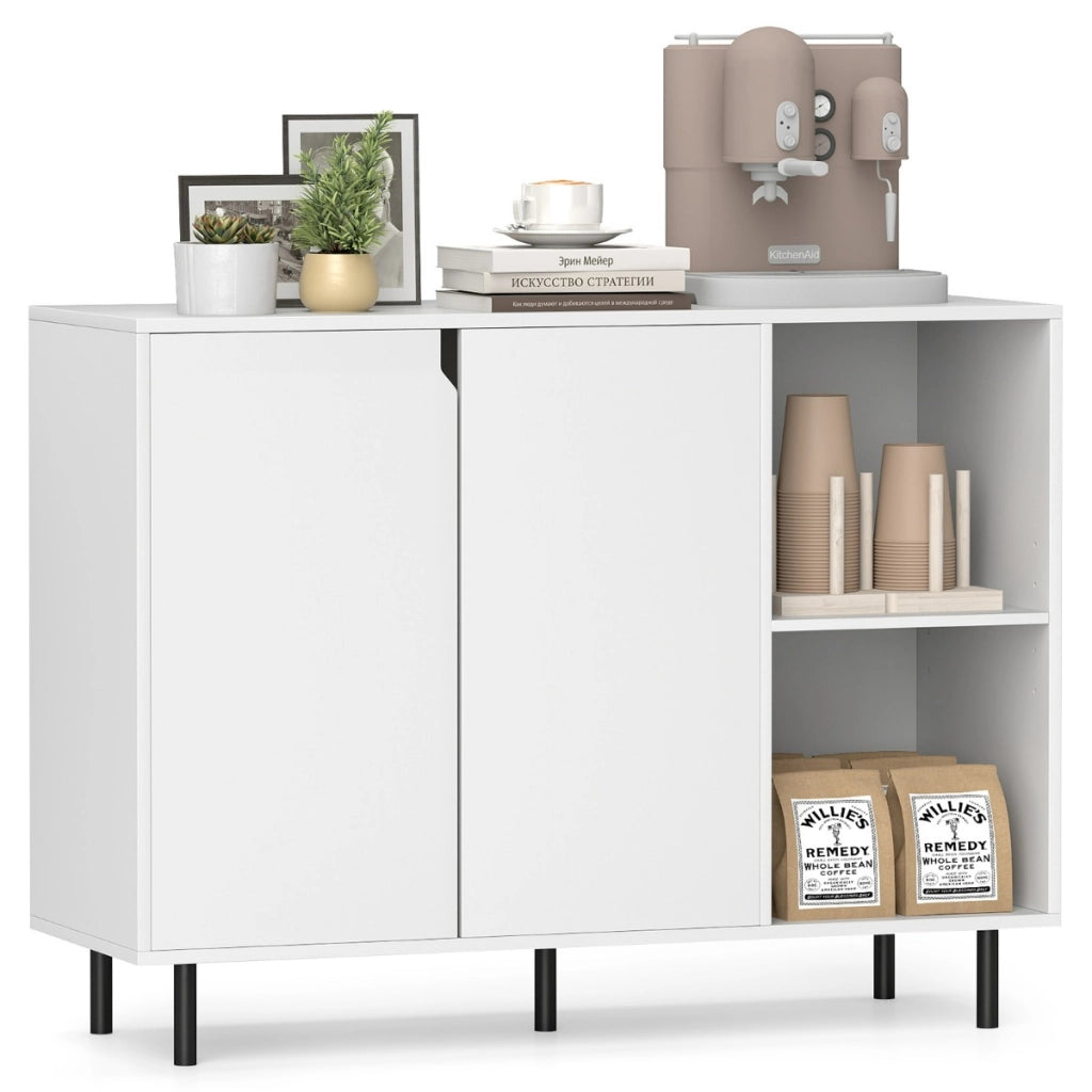 Credenza da cucina moderno con 2 ante e ripiani regolabili, Mobile per caff¨¨ per cucina e sala da pranzo Bianco