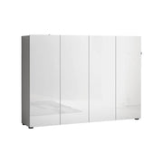 Scarpiera Abdul, Mobile portascarpe, Armadio da ingresso multiuso, Mobiletto per calzature, Made in Italy, 160x34h115 cm, Bianco lucido