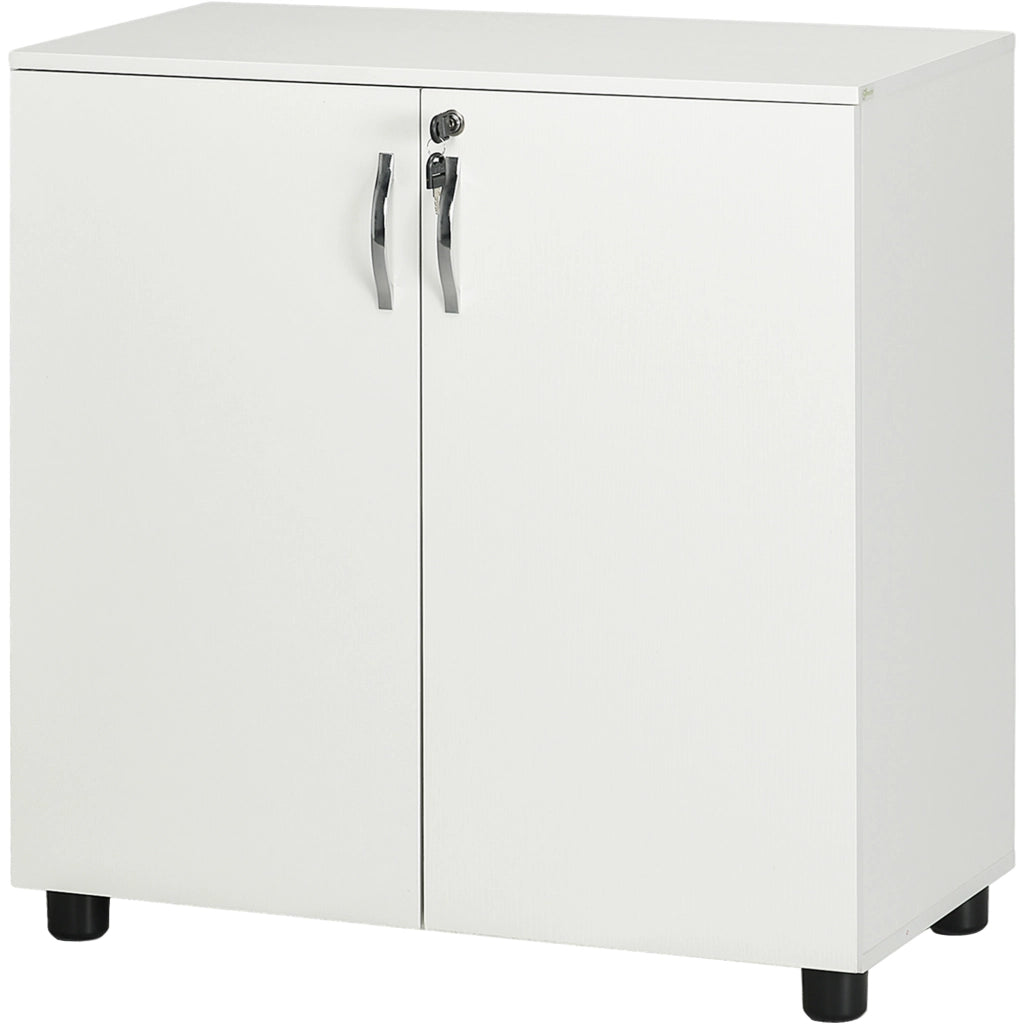 Armadio da Ufficio con 2 Ante e Serratura ¨C Zephmum ¨C Bianco 80x40x80 cm