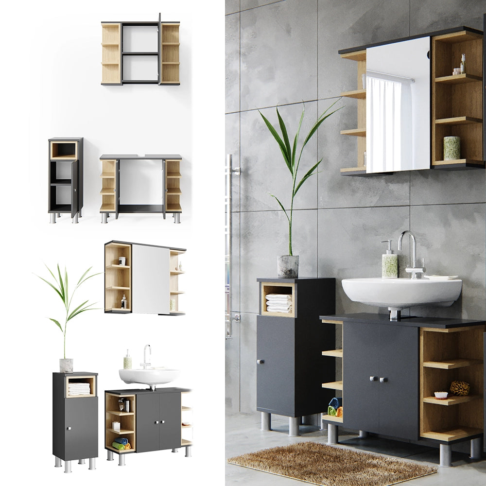 Vicco Set mobili bagno Antracite 3 parti