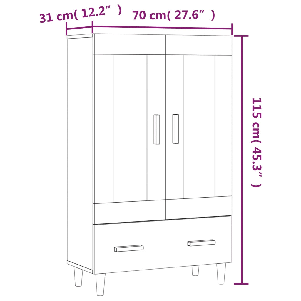 Credenza Rovere Sonoma 70x31x115 cm in Legno Multistrato cod mxl 16830