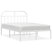 Letto matrimoniale | Letto per adulti | Giroletto con Testiera Metallo Bianco 135x190 cm