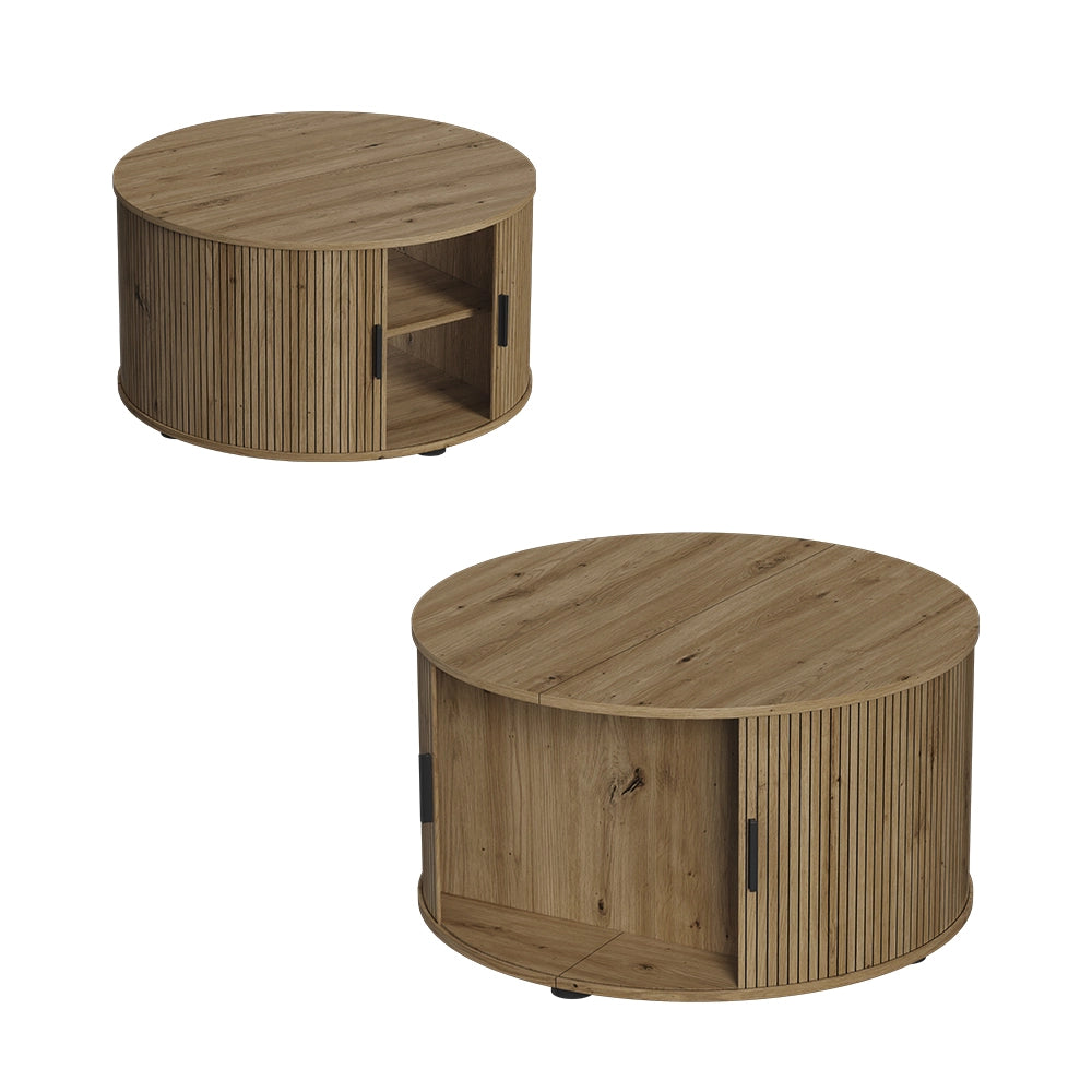 Vicco tavolino soggiorno Rovere 80 x 80 cm con porta scorrevole