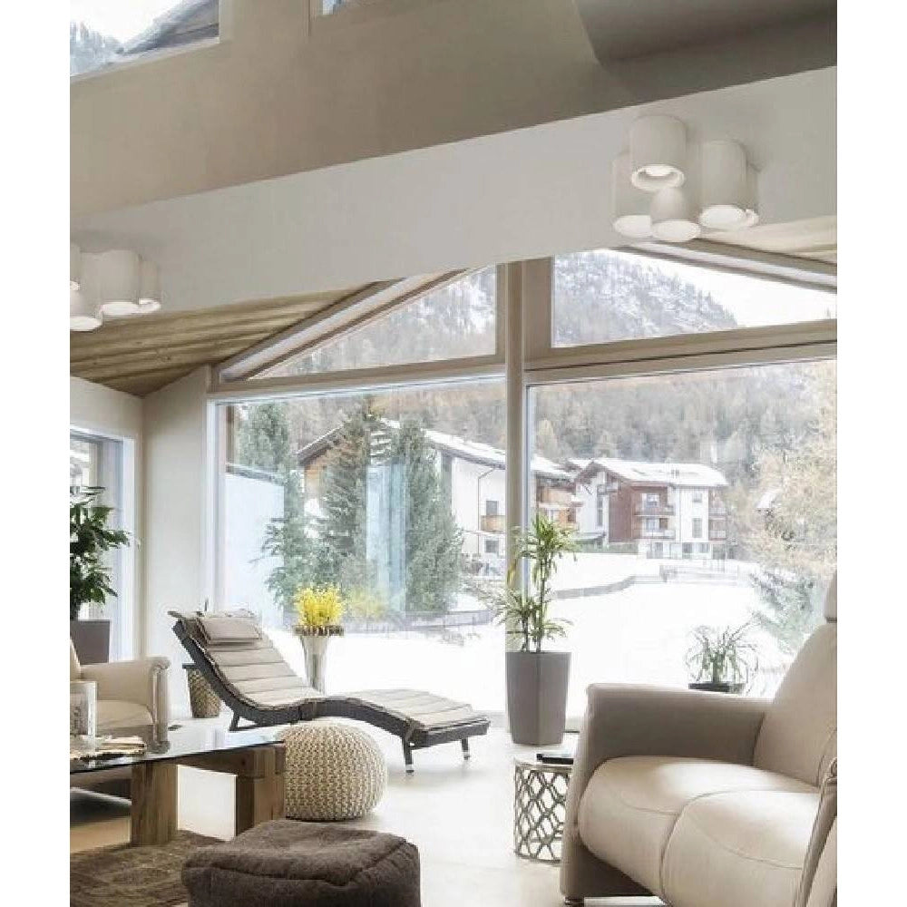 Trade Shop - Lampadario In Gesso 5 Cilindri Verniciabile Soffitto Lampada Faretti Gu10 Gs-c07 -