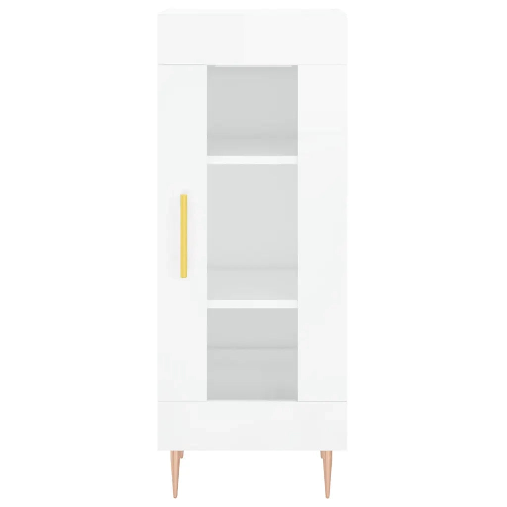 Credenza Bianco Lucido 34,5x34x90 cm in Legno Multistrato 828782