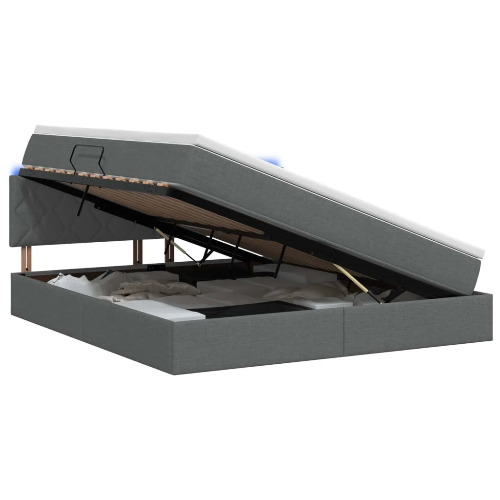 Letto con contenitore LED e materasso Grigio Scuro 140 x 200 cm 3459130