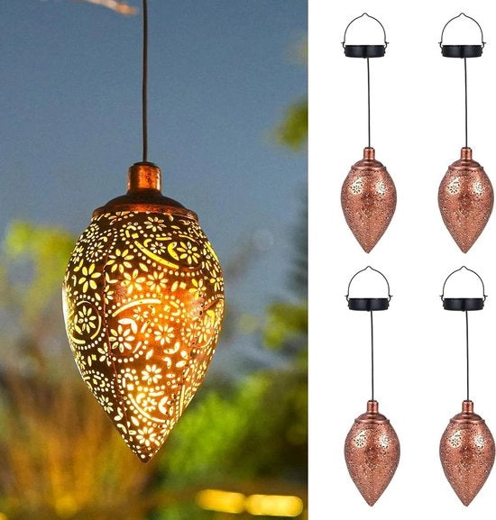 Set di 4 lampade solari esterne IP65 impermeabili Paisley per decorazione esterna sentiero patio regali di Natale
