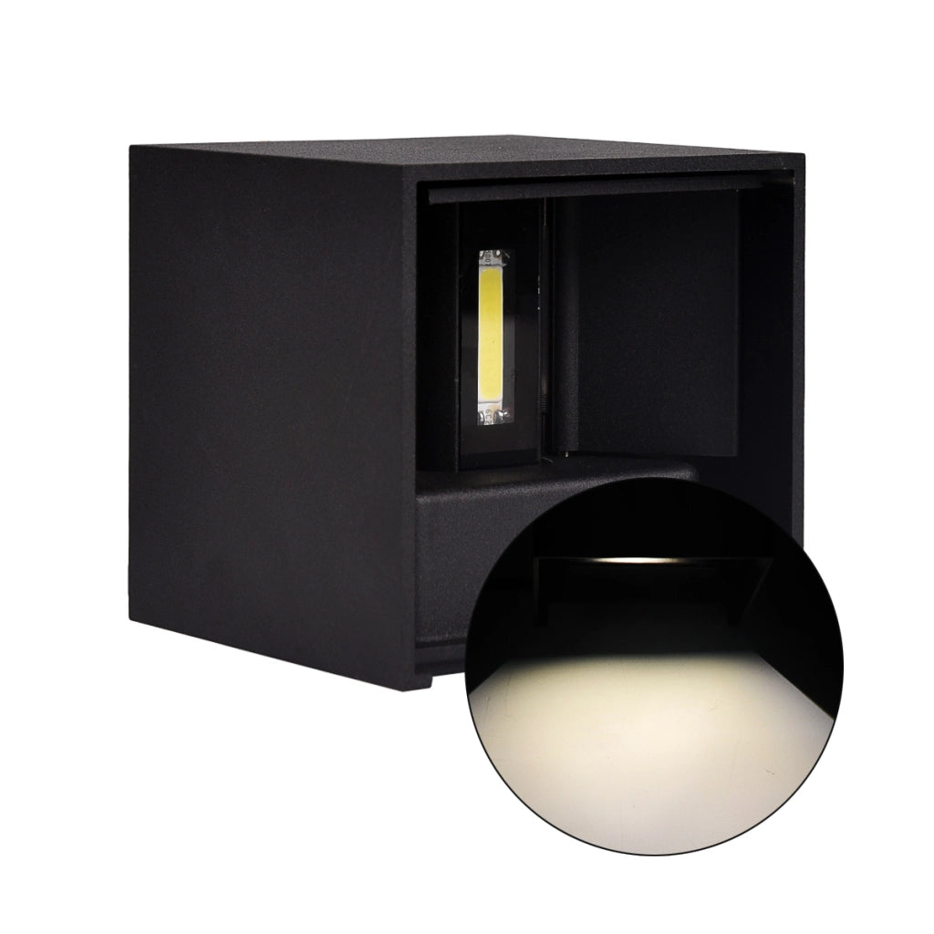 APPLIQUE LED CUBO NERO 10W LUCE NATURALE 4000K° CON EMISSIONE REGOLABILE - ILLUMINAZIONE MODERNA PER INTERNI ED ESTERNI IP65