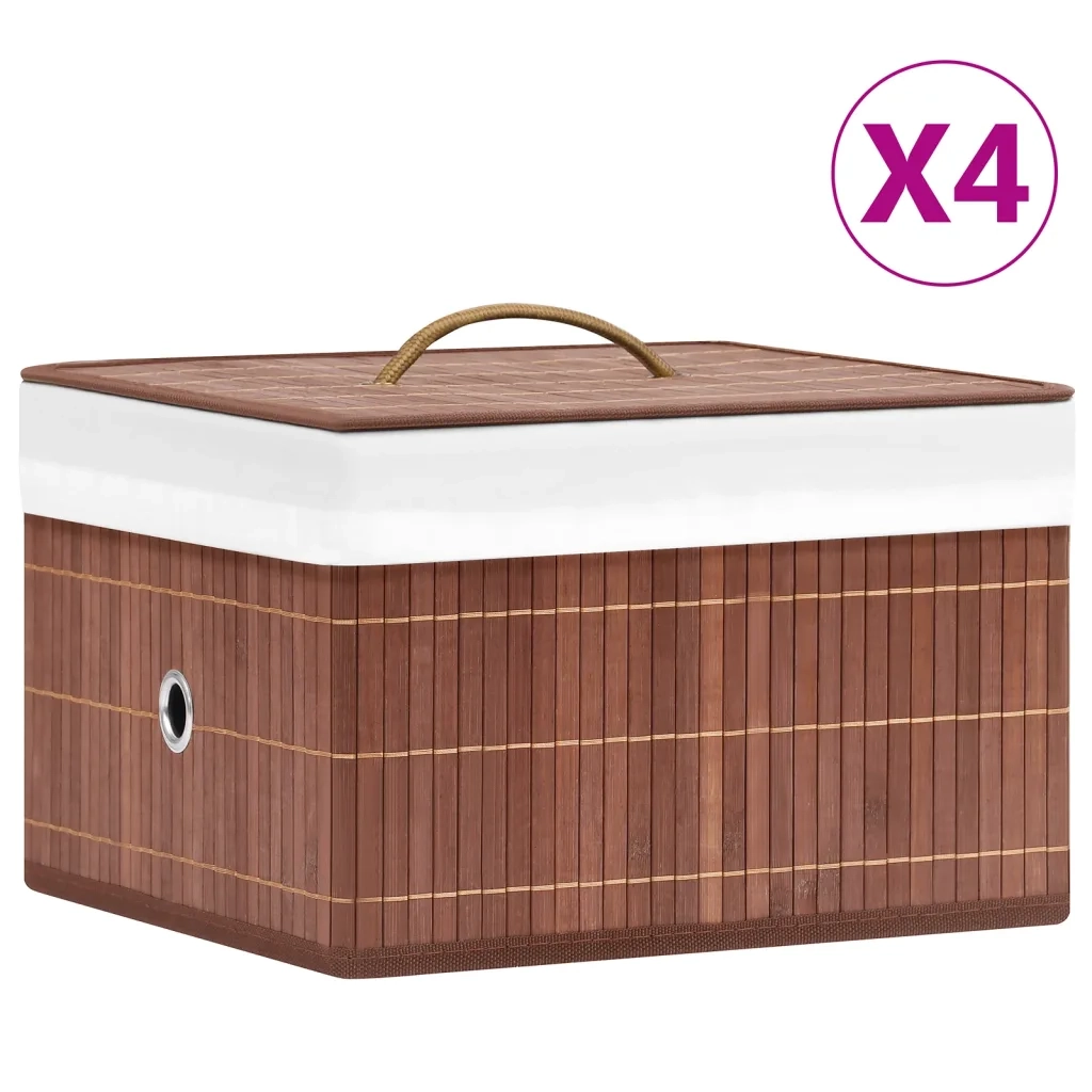 Scatole Portaoggetti 4 pz in BambÃ¹ Marroni cod mxl 39889