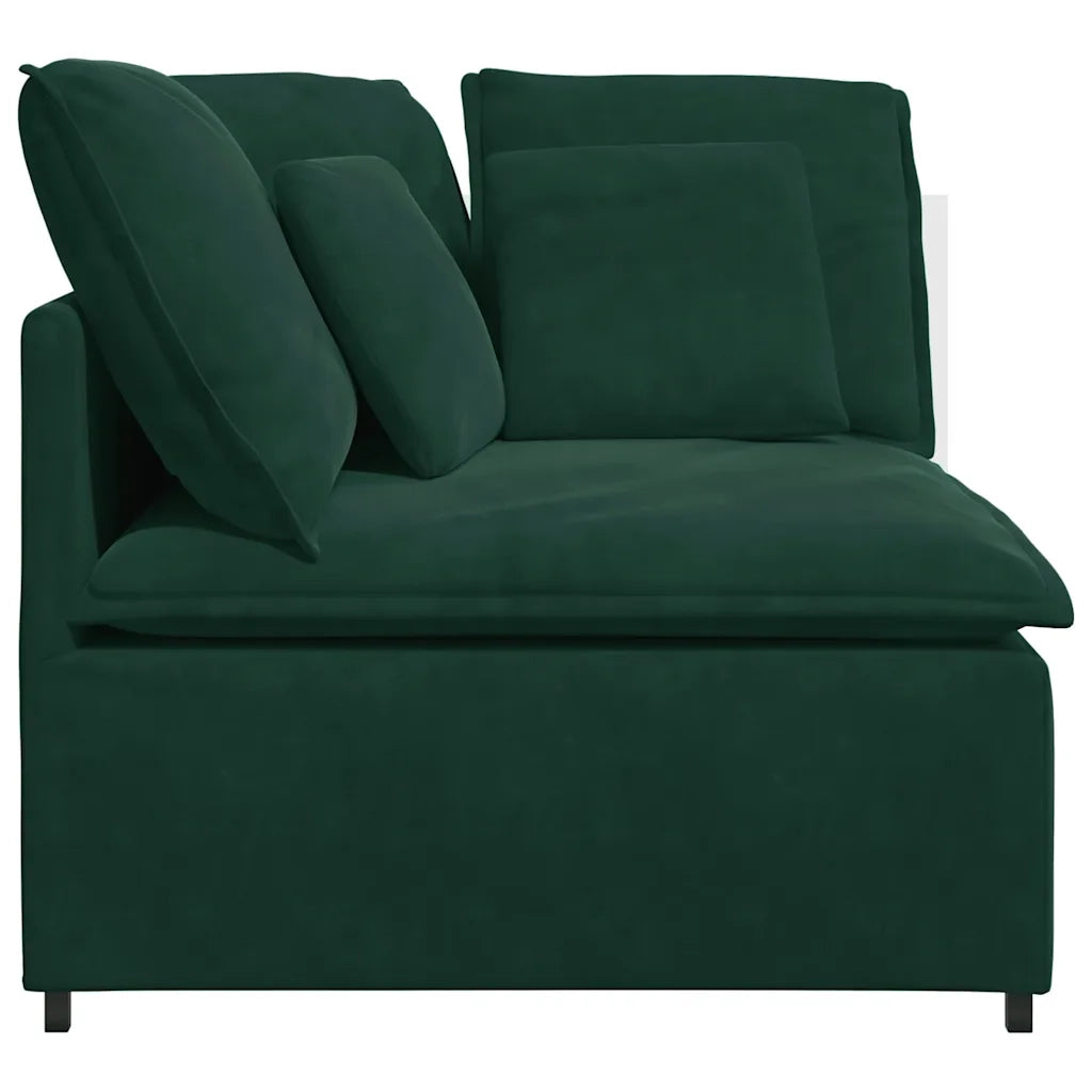 Modulo Angolare Divano Modulare con Cuscini Verde Scuro 100 cm