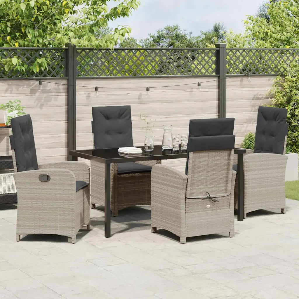 Set da Pranzo per Giardino 5 pcs Grigio chiaro polyrattan 3380298