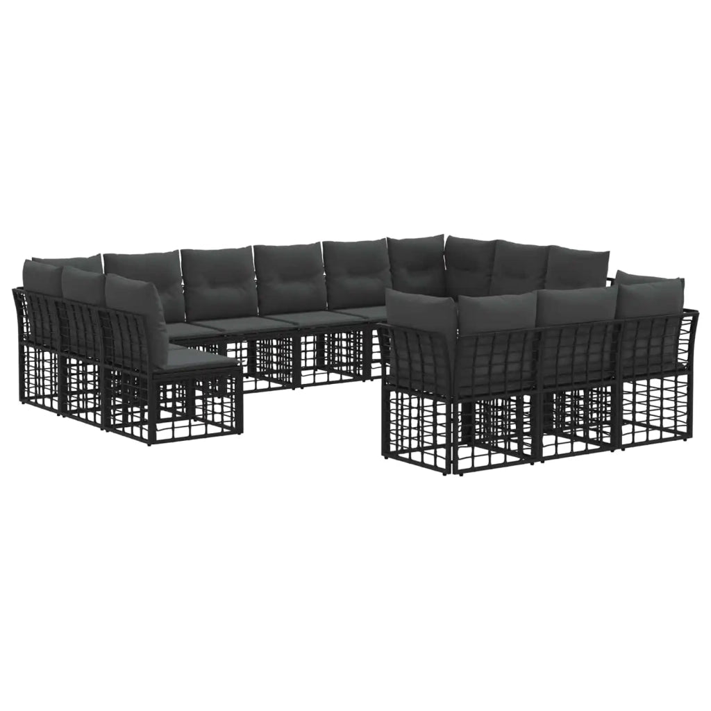 Set di divani da esterno Nero e Grigio scuro Poliestere