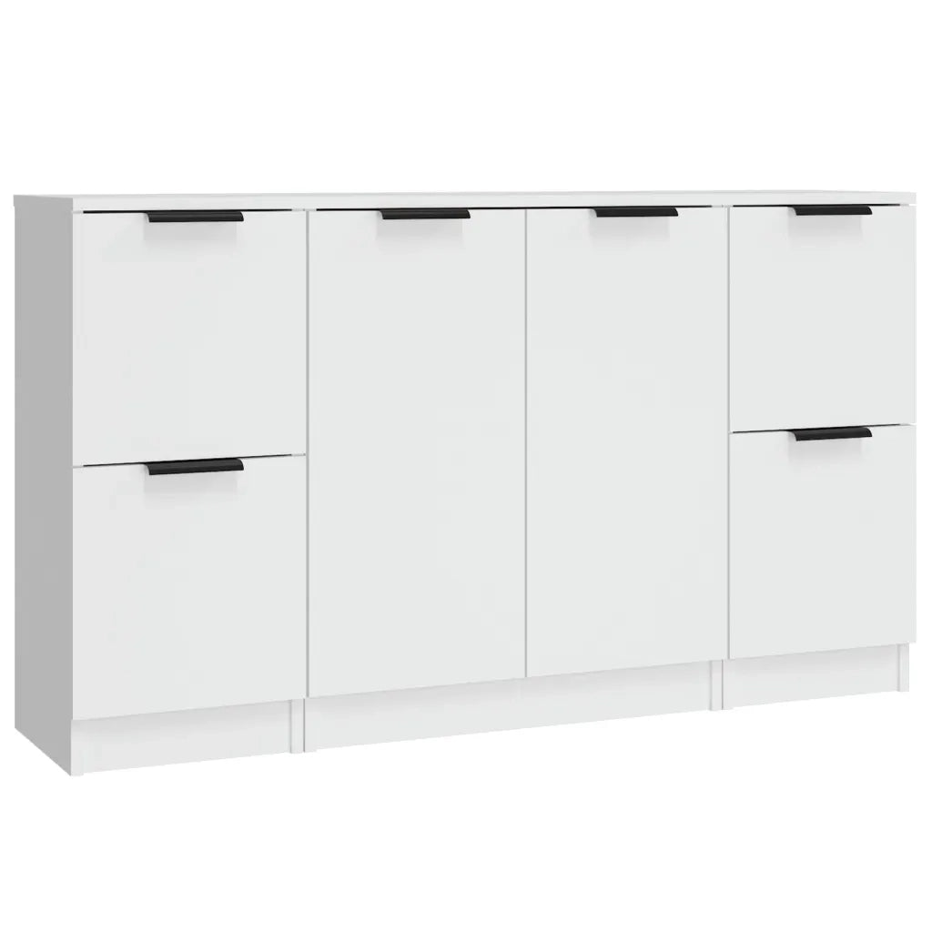 Credenze 3 pz | Madia | Buffet da pranzo | Armadio da pranzo Bianco in Legno Multistrato