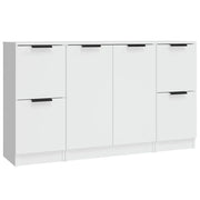 Credenze 3 pz | Madia | Buffet da pranzo | Armadio da pranzo Bianco in Legno Multistrato