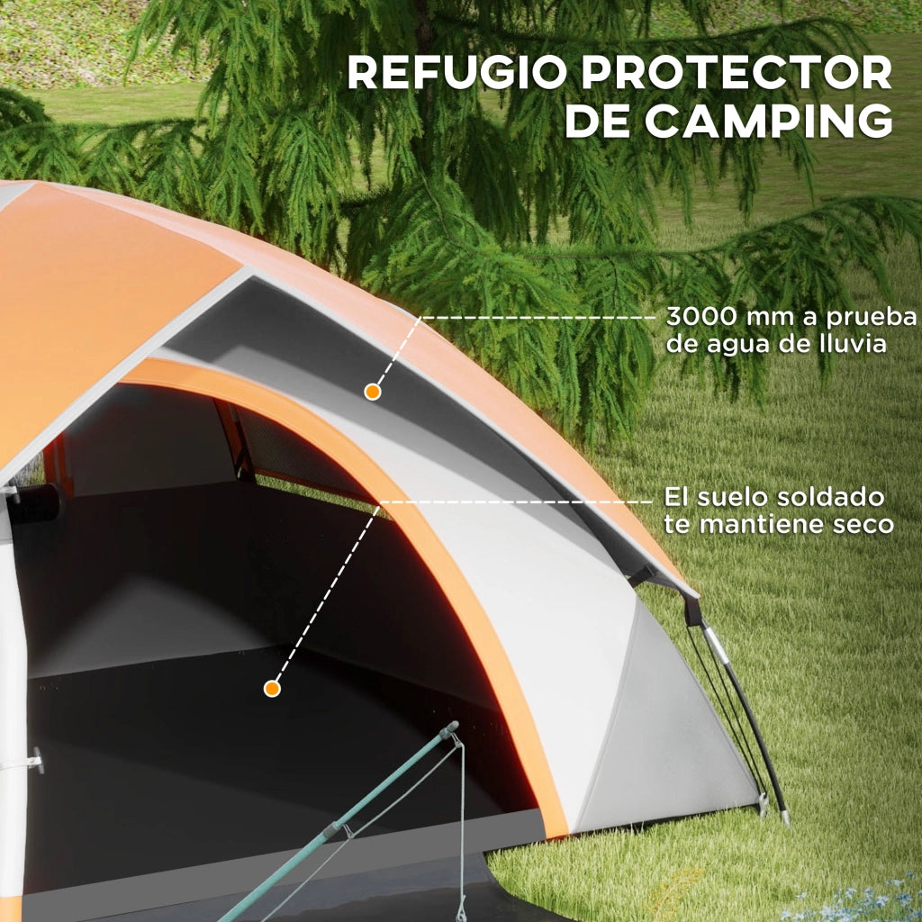Tenda da campeggio pieghevole 2 persone con finestra ¨C zephmum ¨C grigio e arancione 210x150x110 cm