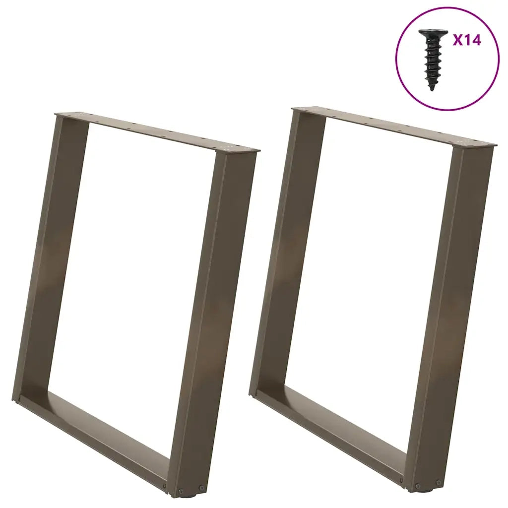 Gambe per tavolo da pranzo a forma di U 2 pz in acciaio naturale 100x(72-73) cm
