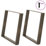 Gambe per tavolo da pranzo a forma di U 2 pz in acciaio naturale 100x(72-73) cm