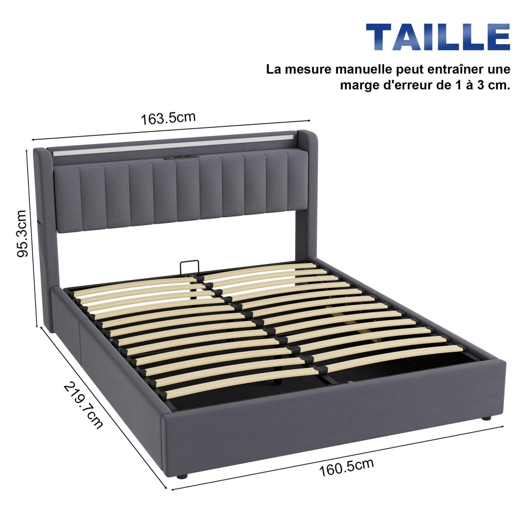 Letto contenitore 160x200 cm, colore grigio