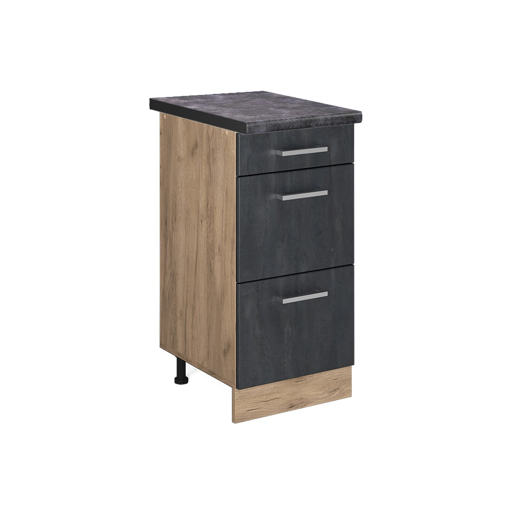 Mobiletto base per cucina R-Line Calce nera/Rovere dorato 40 cm PL Antracite Vicco