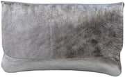 Borsa in pelle reale con maniglia, tasca piccola da sera 24,50x15cm Ely G149 (Argento)