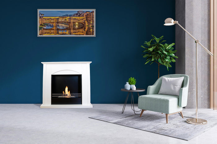 Camino a Bioetanolo da Pavimento 100x30x88 cm Firenze Bianco