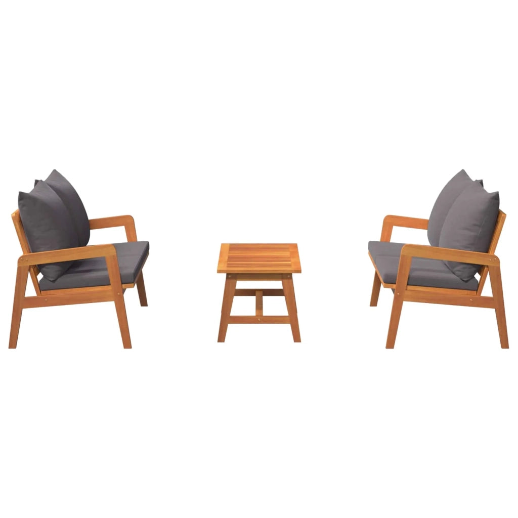 Set bistrot con cuscino 3 pcs Marrone Legno di Acacia Massello 3328608