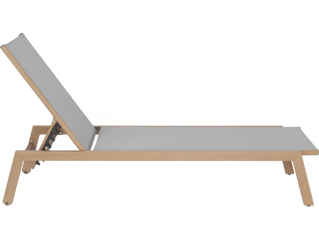 Set di 2 lettini "Elysia" in alluminio effetto legno - Grigio chiaro
