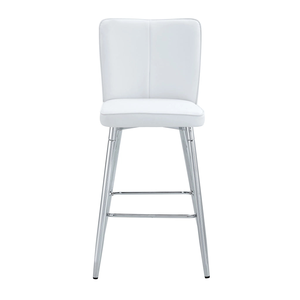 Sgabello da Bar con Schienale Ergonomico e Poggiapiedi in PU Bianco e Metallo Argento