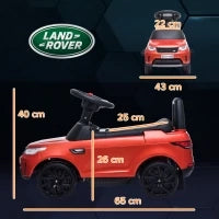 Macchina per Bambini con Licenza Land Rover 6V, Funzionamento Elettrico e a Spinta, Velocità 3km/h, Rosso