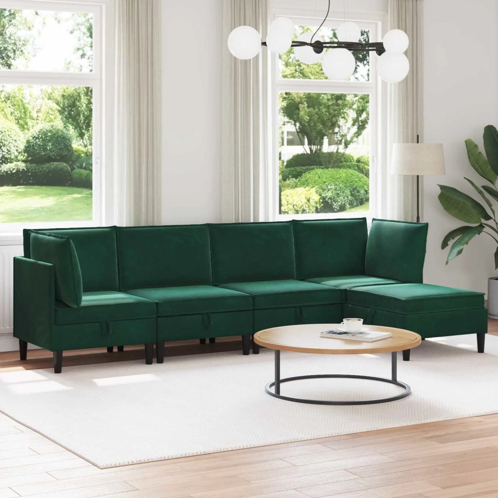 Set di mobili per il soggiorno 5 pcs Verde Scuro Velluto